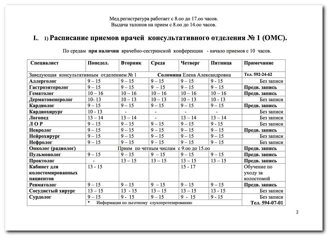 Режим и организация работы консультативной поликлиники ГБУЗ ЛОКБ »  Информационный портал города Никольское и Тосненского района ЛО